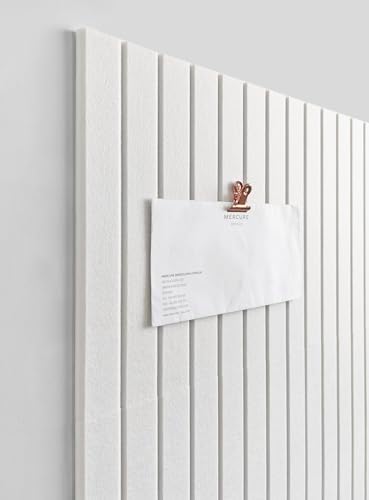 Slated Felt Bulletin Board Tiles | Cork Board Alternative for Walls | Wall Panels for Office & Home Decor | Aesthetic Pinboard & Photo Board | 12-Pack (11.8" x 11.8") with Adhesive | Pure White - Image 2