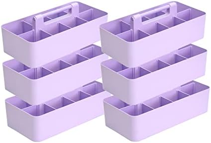 -Large Portable Caddy, DIY Dividers, 8 Compartments, School Office Supplies Home Business Basket with Handle Storage Modern Made in USA (6 PACK, Lavender) by EnjoyOrganizer
