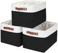 Bagnizer Storage Bins Large Fabric Storage Baskets for Shelves 3 Pack, Decorative Linen Closet Baskets with Handles for Organizing, Shelf, Clothes, Home, Office, 15x11x9.5Inches (Black&White) by Bagnizer