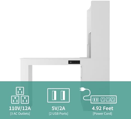 51.6" White L Shaped Home Office Desk with Drawers and Storage - Image 5