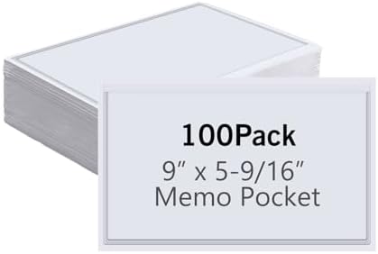 Epakh 100 Pcs Self Adhesive Pockets - Bin Labels for Storage Bins Adhesive Sticky Pockets Plastic Label Sleeves Work Job Ticket Order Holders with Top Open for Home Posting Signs Office (9 x 5.6 Inch) by Epakh