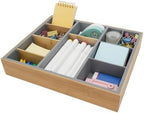 Office Drawer Organizer, Bamboo Desk Drawer Organizer with 4 Removable Dividers, Desk Organizers and Accessories with 10 Adjustable Compartments for Office Home Gray by Hitseon
