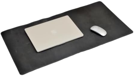 Premium Leather Desk Mat, 32x16 Inches Large Desktop Protector, Computer Gaming Mouse Pad, Office Table Blotter (Black) by MILITARIASTUFFS