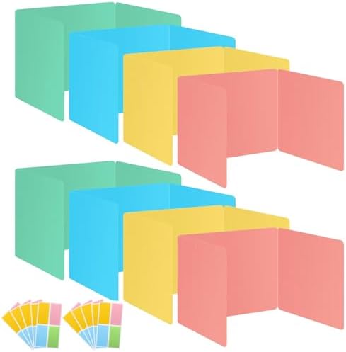 24 Pack Desk Privacy Panel Desk Divider - Pastel Colorful Testing Dividers for Classroom Supplies- Easy Clean Privacy Shields for Student Testing Desk dividers- Includes Extra Labels by bcabo