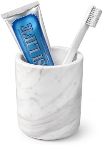 Natural Marble Toothbrush Holder for Bathroom, Stone Pen Cup for Desk by Unknown