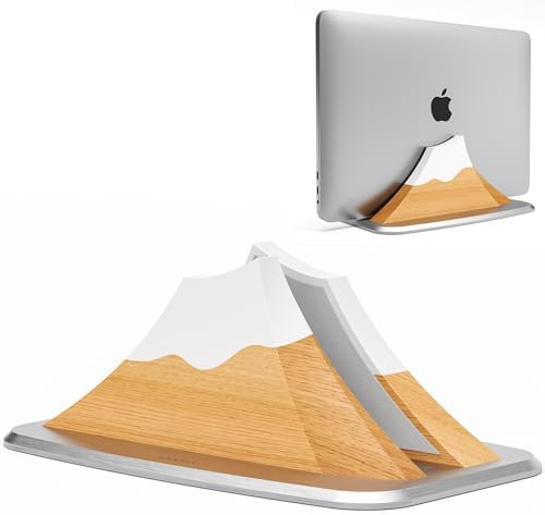 AFOOYO Vertical Laptop Stand - Snow Peak-Shaped Wooden Holder Dock Compatible with MacBook, Surface, Chromebook, Dell & More - Space-Saving Design for All Laptops by AFOOYO