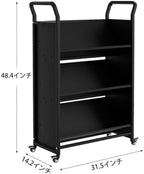 3-Tier V-Shaped Book Cart with Wheels, Rolling Metal Book Storage Organizer with 4 Locking Casters, Mobile Bookshelf for Classroom, Library, Office & Home - Image 4