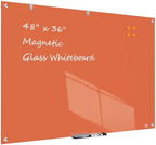 TSJ OFFICE White Board for Wall - 48" x 36" Orange Glass Board 4 X 3 FT by TSJOFFICE-WipeCleanThinkGreenWorkSmart