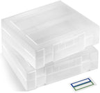 2-Pack Art and Craft Organizers and Storage Case – Thick Tall Transparent Stackable Plastic Craft Storage Containers, Project Organizer Paper Box Fits 8.5 x 11 Inch Papers & More, 12.4 x 10.8 x 3.1 In - Image 2