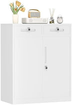 INTERGREAT Metal Garage Storage Cabinets with Lock,Steel Storage Cabinet with Drawer and 2 Adjustable Shelves, Small Lockable Office Steel Cabinet for Home, Warehouse, School, White by INTERGREAT