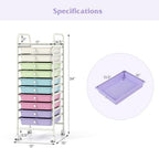 GIANTEX 10 Drawer Storage Cart, Rolling Craft Cart w/Metal Tabletop - Image 3
