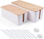 Tuwechen 2 Pack Cable Management Box, Wooden Style Cord Organizer Box by Tuwechen