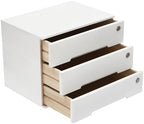 Wooden Desk Organizer with Lockable Drawers, 3-Tier Countertop Storage Cabinet File Cabinet Jewelry Organizer Home Office Supplies Organization Unit (White-3 Lock) - Image 5