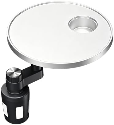Car Tray and Cup Holders, 360° Rotating Car Desk for Laptop, Steering Wheel Tray, Car Food Tray Table for Eating, Automatic Center Console Cup Holder Universal Fit (Car Tray-White) by Oivjckx