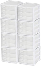 Sterilite Wide 3-Drawer Storage Unit for Bedroom and Dresser, 8-Pack by Sterilite