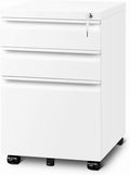 Guizeeopo 3 Drawer File Cabinet with Lock, File Cabinets for Home Office,Under Desk Cabinet, Locking File Cabinet for A4/Letter/Legal, Fully Assembled Expect Casters, Matte White by GUIZEEOPO