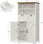 TEENFON Storage Cabinet with Doors & 2 Drawers, Kitchen Cabinet with Adjustable Shelf, Pantry Cabinets, Bathroom Cabinets, for Living Room, Entryway, Home Office, White - Image 3