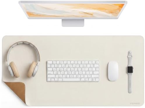 Fenge Desk Pad Mat for Home & Office, 31.5” x 15.7”, Ivory White by Fenge