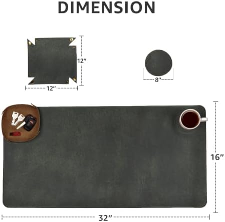 LEATHER VILLAGE Real Leather Desk Pad 3mm Thick Double Layer Desk Mat Olive. - Image 2