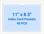 40 PCS Clear Self Adhesive Plastic Label Pockets, Top Loading Business & Library Index Card Holders, Peel and Stick Sleeves for Storage Bins, Totes, Binders and Drawers (11 x 8.5 Inch) by Kvatr-X