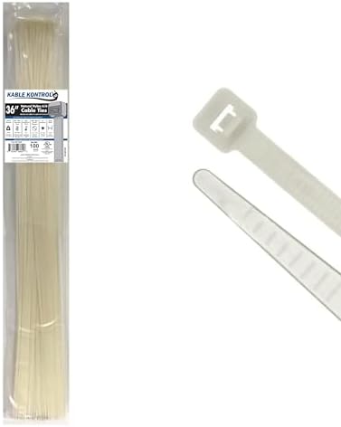Kable Kontrol Cable Zip Ties, 36 Inch, 100 Pcs, 50lbs Test, Natural White by KABLEKONTROL%C2%AE