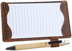 Genuine Leather Note Index Card Holder Slim Pocket Sleeve 3 x 5 Cover for Travel Sleeve 3" x 5" (12.7cm x 7.6cm) Vertical Note Card Case Weatherproof 05 (Flower Brown, 3 x 5) - Image 2