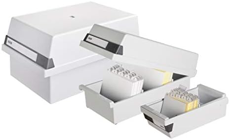 HAN 955-13, Card Filing Box A5 Landscape. Innovative, Attractive Design Holds 1,300 Cards, readjustable lid Supplied with Large Inscription Label, Black - Image 4