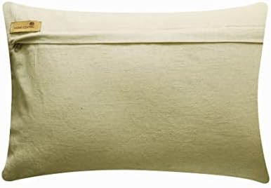 The HomeCentric Decorative Beige & Gold 12"x24" (30x60 cm) Lumbar Pillow Covers, Linen Lattice, Trellis & Beaded Rectangle Pillow Covers, Geometric Pattern Modern Style - Golden Lattice Glow - Image 3
