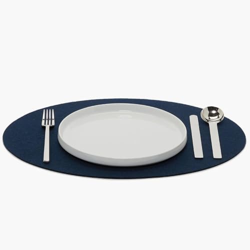Graf Lantz - Merino Wool Oval Placemat - Marine (14" H x 19" W) - 3mm Merino Wool Felt Table Mat - Moisture Wicking - Odor, Stain, Heat & Dirt Resistant - Luxury Home Decor - Made in the USA by GrafLantz