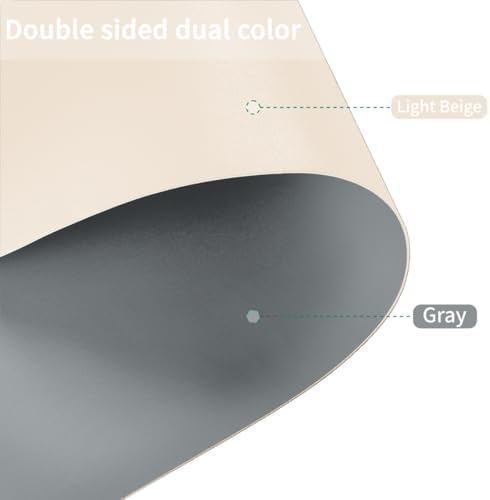 Round Table Cover - Can Be Used On Both Sides Waterproof and Easy to Clean Good Flatness Used for Dining Table(Light Beige+Light Gray Dia.42Inch) - Image 2