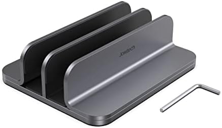 JOKItech Dual Aluminum Vertical Laptop Stand Organizer, Sturdy Notebook Computer Holder Stand Compatible with New Liquid Retina XDR Apple MacBook Air/Pro/Neo, Mac mini, Apple TV & iPad Pro - Spacegray - Image 5