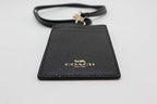 Coach ID Lanyard Badge Holder In Crossgrain Leather (Black/Gold) - Image 4
