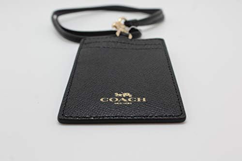 Coach ID Lanyard Badge Holder In Crossgrain Leather (Black/Gold) - Image 4