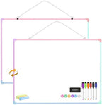 Dry Erase Board for Wall, 24" x 18" Double-Sided Hanging Magnetic Whiteboard with 6 Markers, 6 Magnets and 3 Mini Sticky Notes, Large White Board for School, Home, Office, Colorful Frame by Lumspax