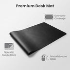 16" x 31" Waterproof Fabric Desk Pad, Suede Design-Slip Base, Stitched Edges No Curling, Fits Laptop Keyboard and Mouse, Smooth Office Mat Mouse Pad for Work, Black - Image 3