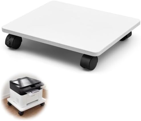 Beeveer 2 Pcs White Under Desk Printer Stand 15.8 x 13.8 x 3.2 Inches by Beeveer