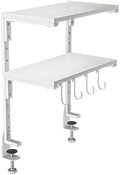 2-Tier Clamp On Desk Shelf, Clamp on Desk Shelf, 13 inch Adjustable Above or Under Wood Desk Storage Shelves, Heavy Duty Desktop Organizer for Working and Gaming Accessories, White by AUATRONNE