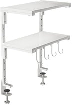 2-Tier Clamp On Desk Shelf, Clamp on Desk Shelf, 13 inch Adjustable Above or Under Wood Desk Storage Shelves, Heavy Duty Desktop Organizer for Working and Gaming Accessories, White by AUATRONNE