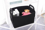 Minoisome Storage Basket Felt Storage Bin Collapsible& Convenient Box Organizer with Carry Handles for Office Bedroom Closet Babies Nursery Toys Laundry (Black, 15.7inch（L）×11inch（W）×10inch（H）) - Image 4