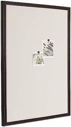 Kate and Laurel Oakhurst Rectangle Framed Linen Fabric Pinboard; 24 x 36; Distressed Black; Traditional Decorative Bulletin Board with Stepped Profile and Lightly Distressed Finish by KateandLaurel