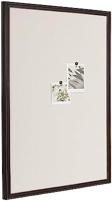 Kate and Laurel Oakhurst Rectangle Framed Linen Fabric Pinboard; 24 x 36; Distressed Black; Traditional Decorative Bulletin Board with Stepped Profile and Lightly Distressed Finish by KateandLaurel