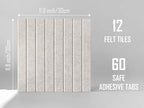 Slated Felt Bulletin Board Tiles | Cork Board Alternative for Walls | Wall Panels for Office & Home Decor | Aesthetic Pinboard & Photo Board | 12-Pack (11.8" x 11.8") with Adhesive | Ivory - Image 3