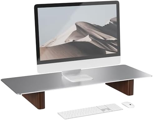 Aluminum Monitor Stand Riser with Wooden Legs, 23.6" Wide by CHENOMiNL