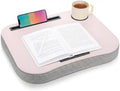 Lewtemi Pink Laptop Lap Desk with Cushion Cup Holder and Stopper Padded and Phone Holder Couch Bed Sofa Fits up to 15.6 Inch Portable Lap Desk for Home Office Study Writing by Lewtemi