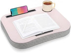 Lewtemi Pink Laptop Lap Desk with Cushion Cup Holder and Stopper Padded and Phone Holder Couch Bed Sofa Fits up to 15.6 Inch Portable Lap Desk for Home Office Study Writing by Lewtemi