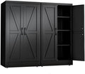 Black Metal Storage Cabinet, 43" Kitchen Pantry Cabinets for Office by RISTERN