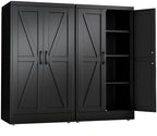 Black Metal Storage Cabinet, 43" Kitchen Pantry Cabinets for Office by RISTERN