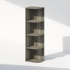 Furinno Reed Corner Shelf, 4-Tier Corner Bookshelf, Book Shelf, Corner Shelves, Storage Rack, for Organization and Storage, Home Office, Living Room, French Oak - Image 6