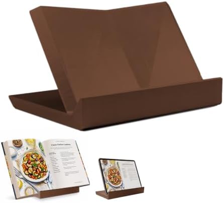 PLA Open Bookrest: Lightweight Kitchen Recipe Holder, Card Display, Classroom Decor, Bible Stand, Reading Easel, Made in USA, Book Stands for Display. (Brown) by Home