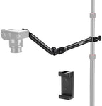 NEEWER Overhead Camera Mount Arm with Phone Clip, 22"/56cm 180°&360° 2 Section Flexible Holding Arm for Desk Stand, Fits 0.87"-1.1" Tube, 5.5lb/2.5kg Max Load for Camera LED Ring Light Mic, DS009 by Neewer
